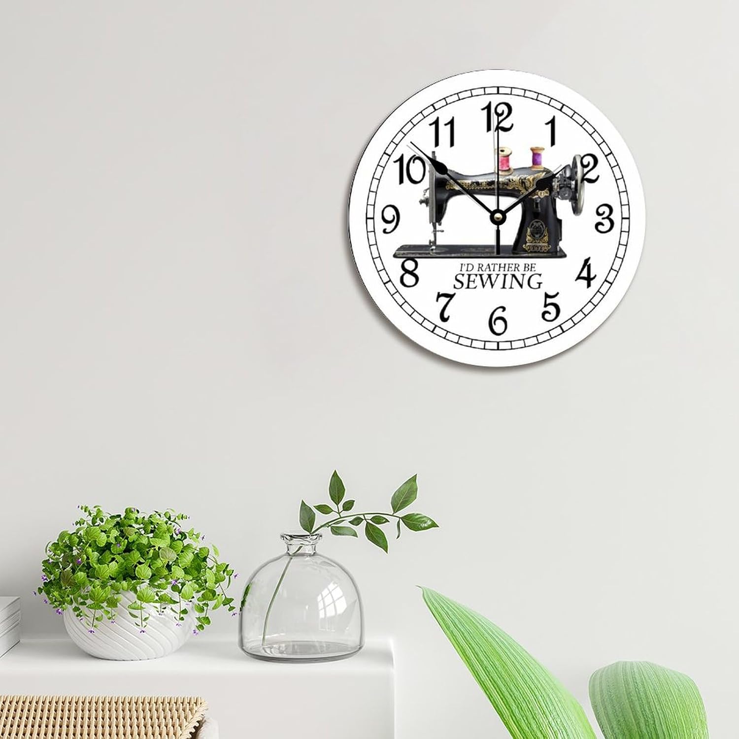 ArogGeld Sewing Room Clock I'd Rather Be Sewing 12 Inch Round Wall Clocks Battery Operated Silent Non-Ticking Modern Hanging Clock for Bedroom Living Room Farmhouse Wall Decor, sywsxtw8uqp5