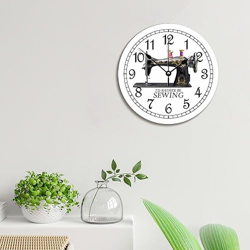 Miniatura 4 de Reloj de pared para sala de costura, reloj de madera vintage, 10 silencioso, sin tictac, de cuarzo, funciona con pilas, para sala de estar, cocina,