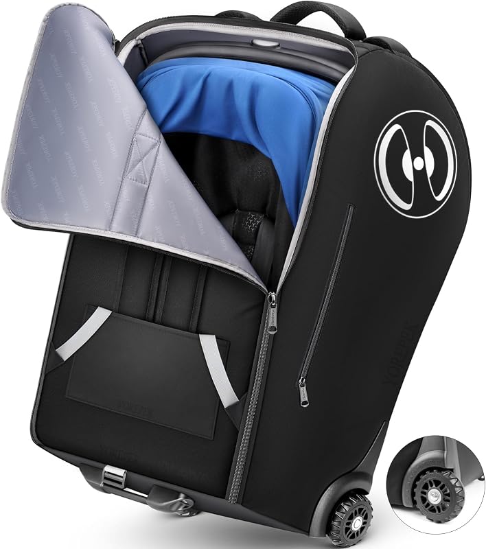 Infant Car Seat Travel Bag for Airplane with Wheels | Fits Doona Car Seat Stroller and Base, Padded Carseat Bags for Air Travel, a Side Pocket for Baby Travel Essentials