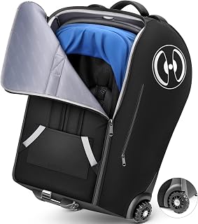 Infant Car Seat Travel Bag for Airplane with Wheels | Fits Doona Car Seat Stroller and Base, Padded Carseat Bags for Air Travel, a Side Pocket for Baby Travel Essentials