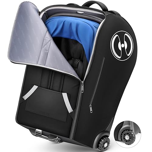 YOREPEK Mochila de viaje para asiento de automóvil infantil con ruedas, se adapta a cochecito de asiento de automóvil Doona, bolsas acolchadas para