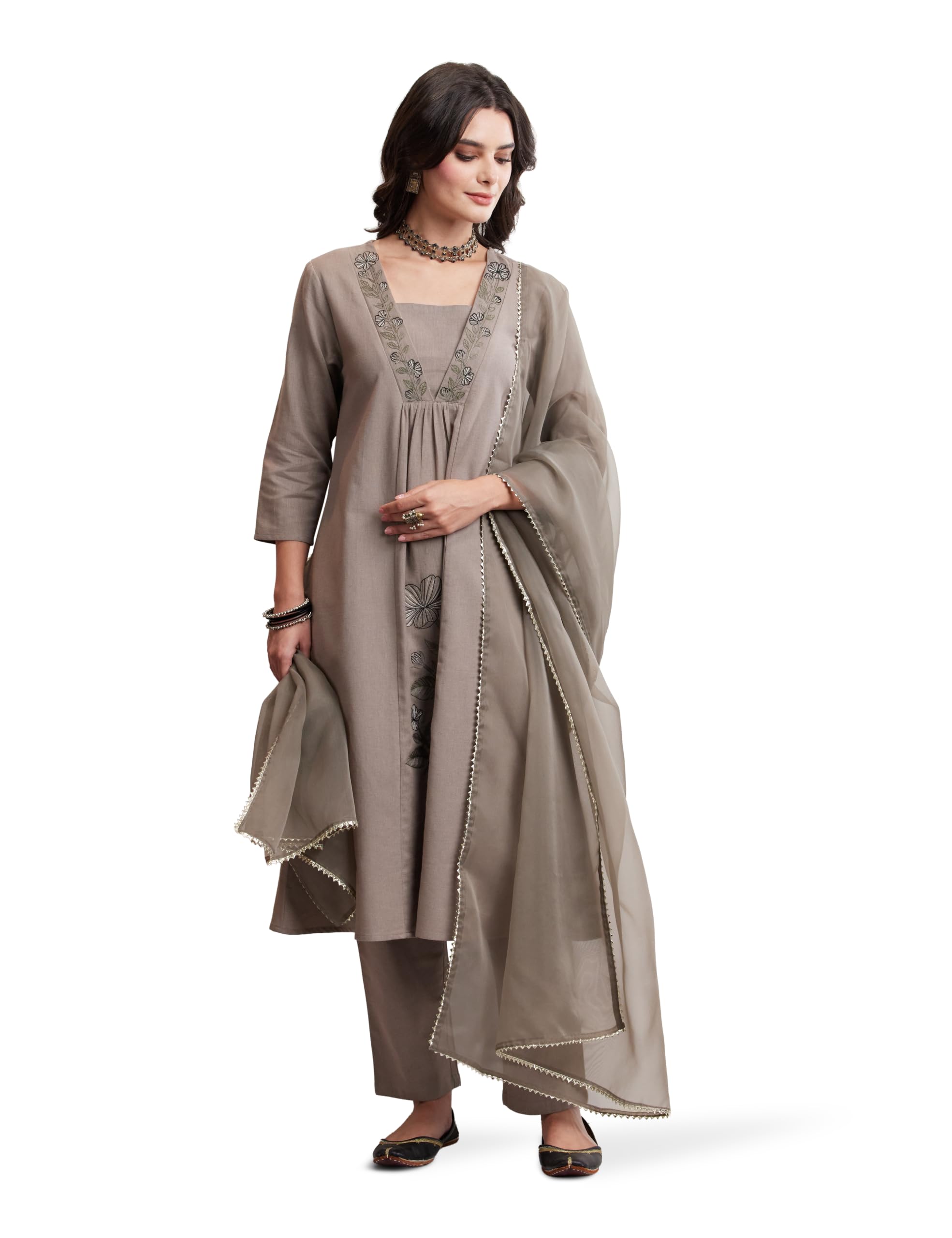 amazon brand - myx Women's Embroidered Kurta Set With Dupatta | Cotton Blend (Available In Plus Sizes)-picture-20