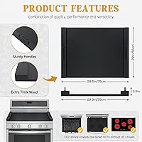 Vista 4 de Cubierta de estufa para tabla de fideos Gashell con asas, tabla de cubierta de estufa múltiple para estufa eléctrica/de gas (negra), GSC-2212