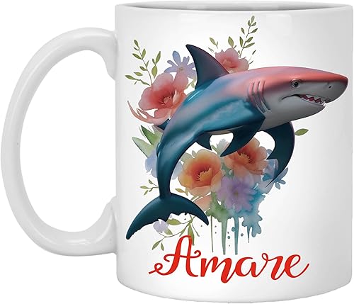 Personalized Shark Amare Gifts for Girls Men - Birthday Gifts for Shark Lovers - Shark Gifts for Boy, Men - Shark Lover Gifts - Custom Name 11oz