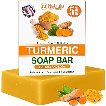 Natural Turmeric Soap Bar for Face & Body Turmeric Skin Brightening Soap for Dark Spots, Uneven Skin Tone & Underarms Exfoliating Face Wash Helps Improve Breakouts, Cleanses Skin 5oz Bath Bar