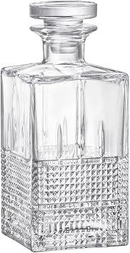 Bormioli Rocco Bartender Novecento 25.25 oz. Glass Decanter for Storing Liquor and Spirits, Set of 6, Clear