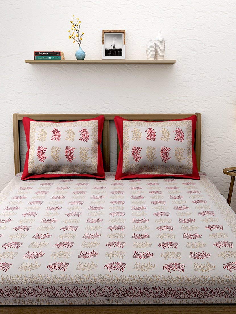 Kraftidy bedsheets for Double Bed Cotton bedsheet with 2 Pillow Covers