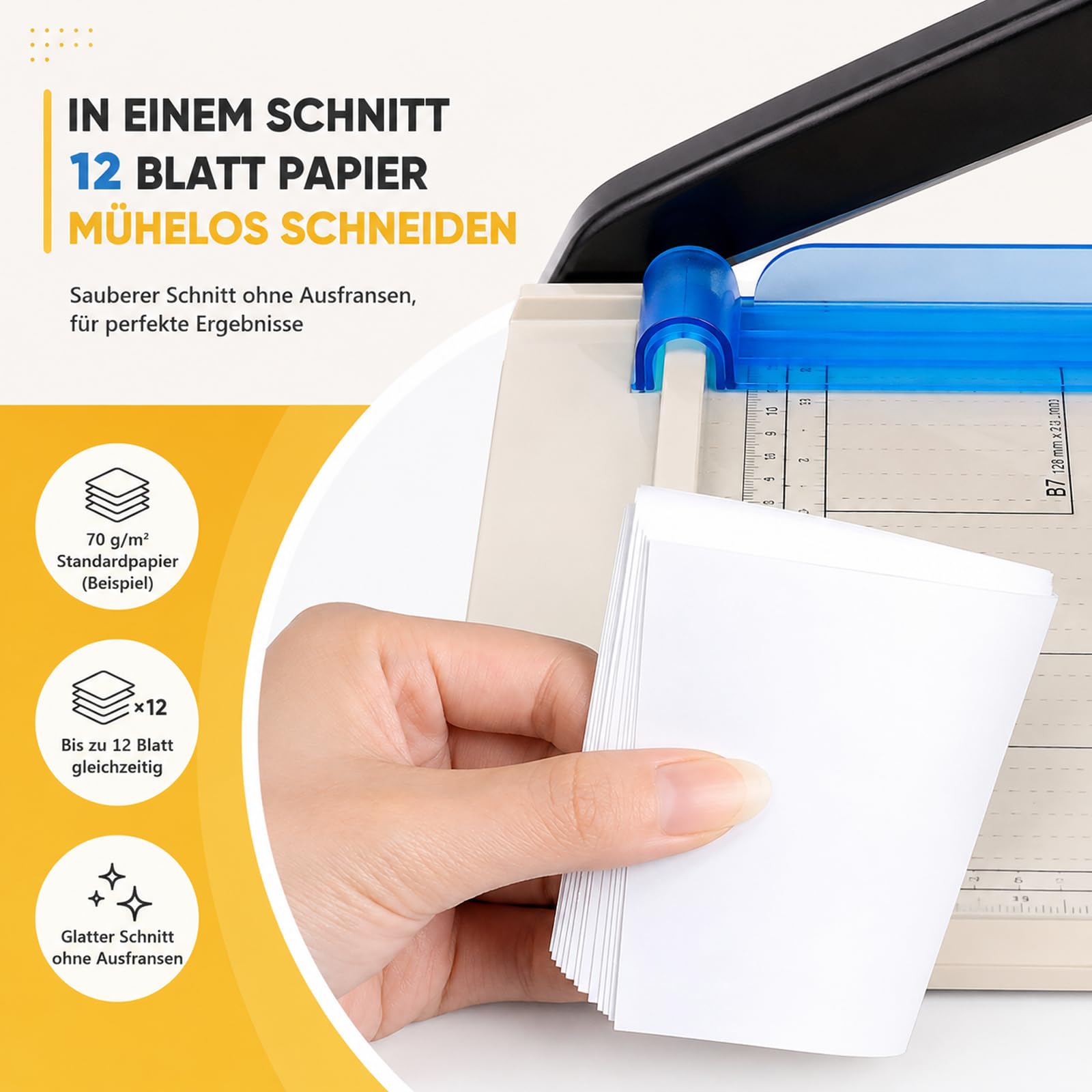 Papierschneidemaschine A4, Hebelschneider für B5, A5, B6, B7, Hebelschneider, Papierschneider mit 5 Ordnern, für Fotos, Leder und Dünne Bleche