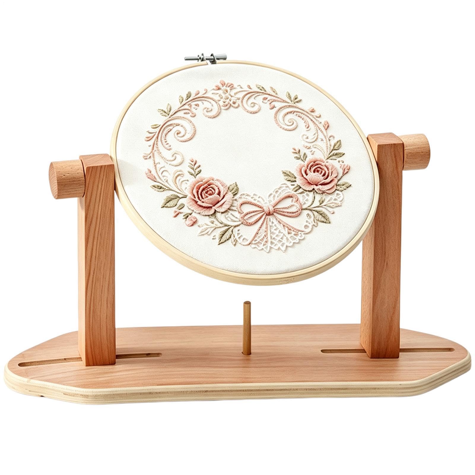 Ricamo Hoop Stand Legno Rotazione 360 ° Cucito Forniture