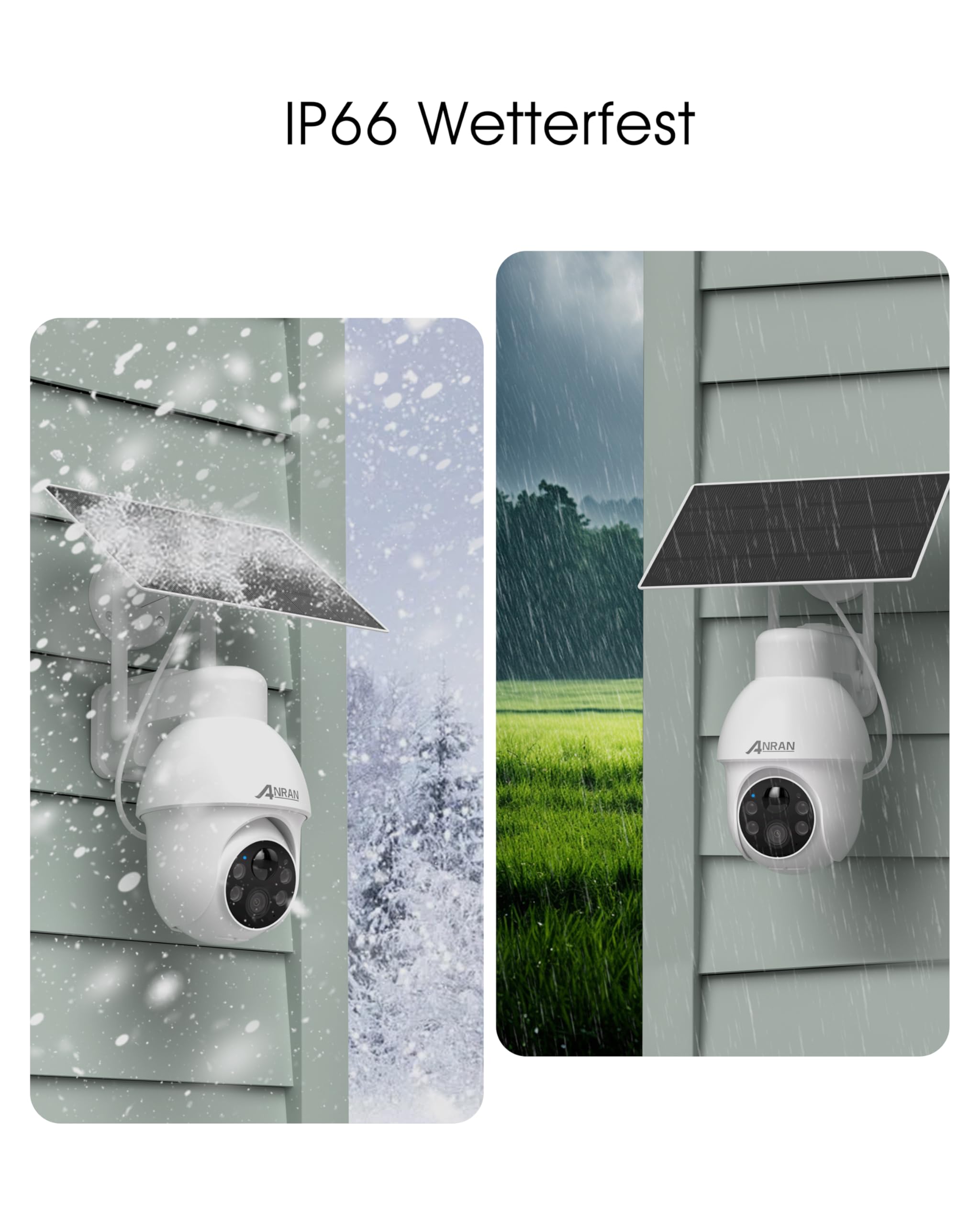 ANRAN 3K Überwachungskamera Aussen WiFi,5MP Ultra HD 360° PTZ Solar Überwachungskamera,Farbnachtsicht,Zwei-Wege-Audio,PIR Bewegungserkennung,Intelligenter Alarm,IP66 Wasserdicht,Alexa Kompatibel