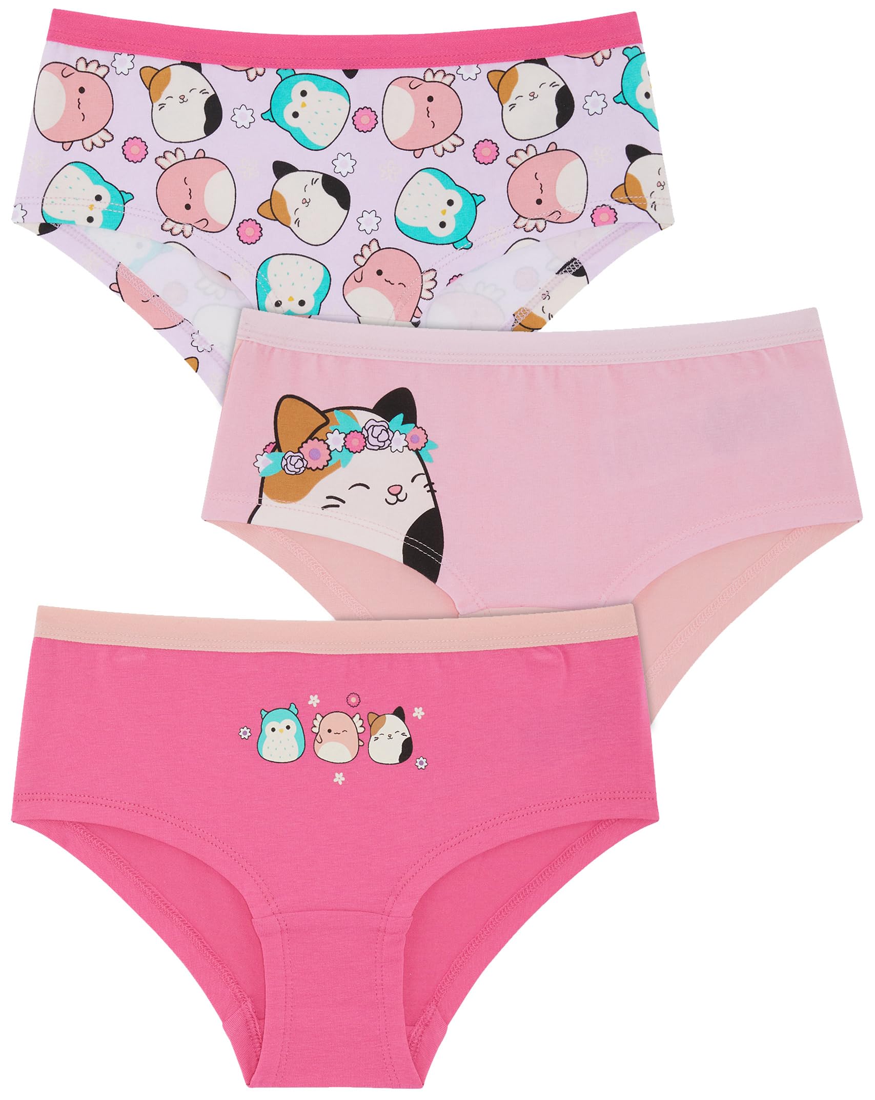 Squishmallows Girls Multicolor Three Pack 95% Cotton/5% Elastane Hipster Briefs 5/6 Years