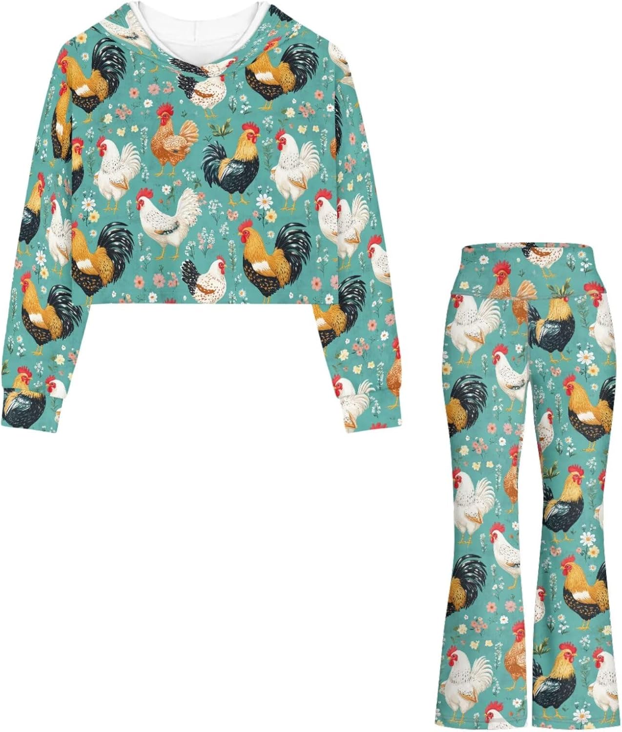 WELLFLYHOM Kids Clothes Set 5-14 Girls Crop Sweatshirt and Leggings Set 2Pcs Long Sleeve Fall Spring Outfits for Yoga Dance