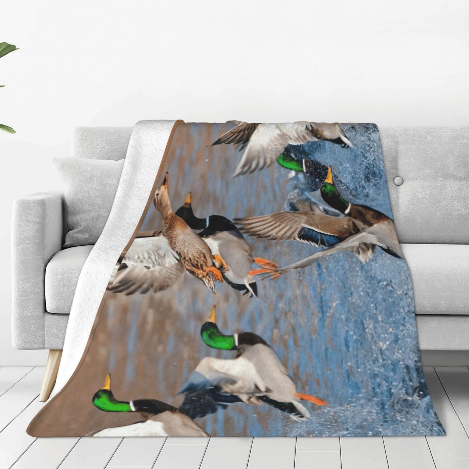 Couverture polaire douce canards colverts idéale pour soirées cocooning au coin du feu