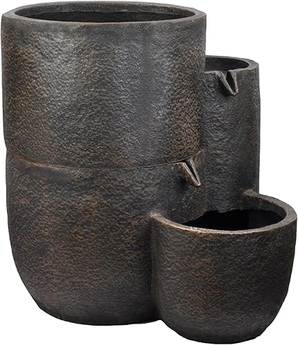 Bernini Grandiose - Maceta de 3 niveles para exteriores, jardín, patio e interior, riego automático de abajo hacia arriba, fuente de agua eléctrica