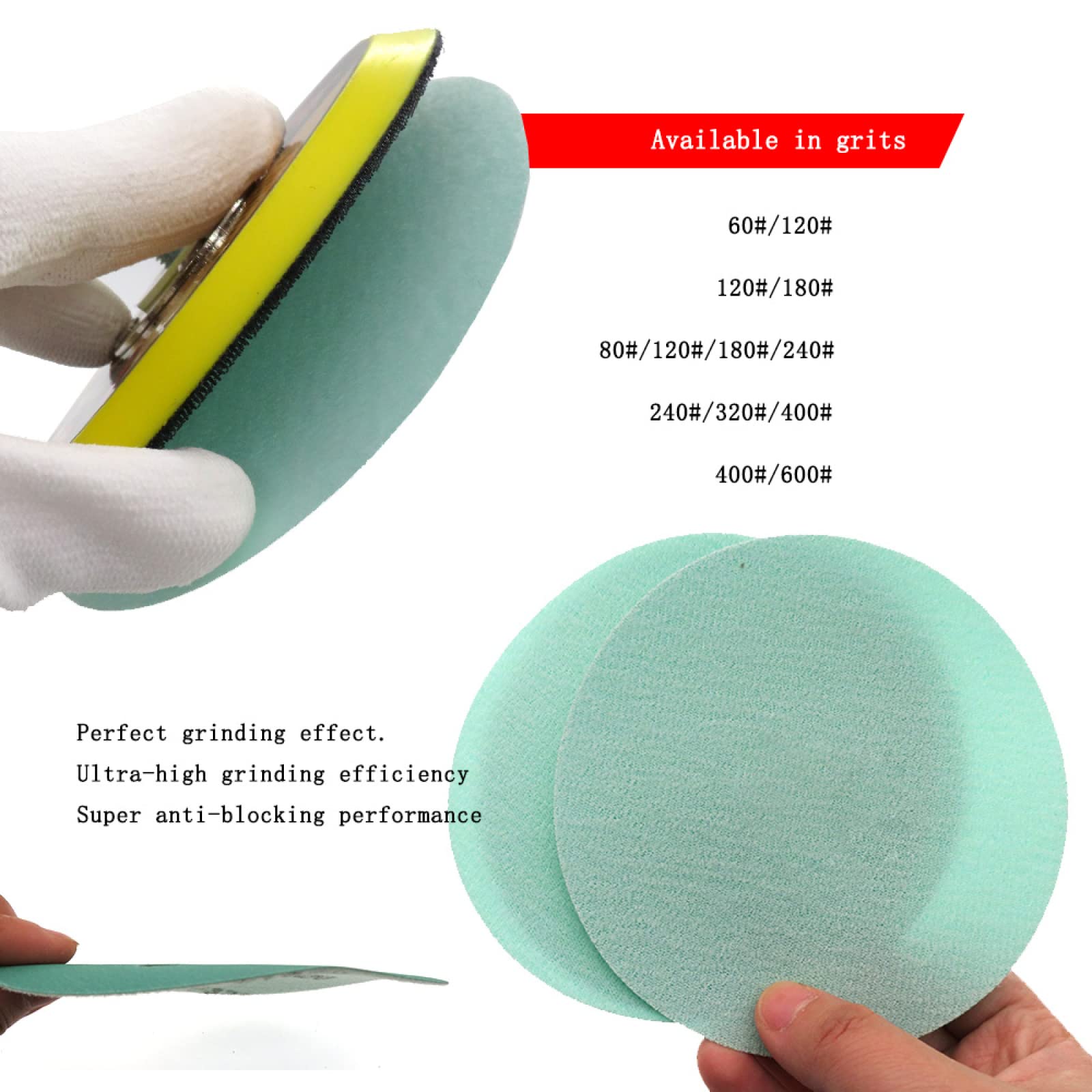 50 Pièces 5 Pouces 125mm 60 À 2000 Grains Crochet Et Boucle Vert Flocage Film Disque Abrasif Papier De Verre Pour Bois Voiture Métal Pierre,50 Pièces Assorties
