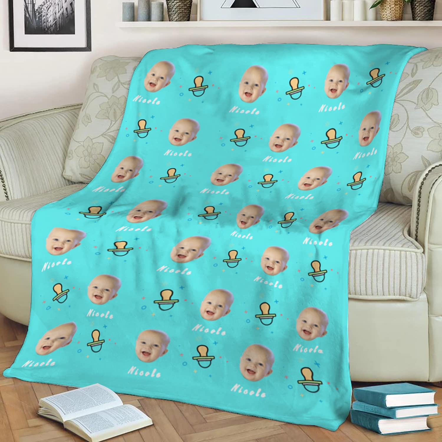 Coperta Personalizzata Facce,coperta Personalizzata Neonato Con Foto E Nome,360 Grammi Morbida Confortevole Coperta In Pile,neonata,neonato,bambino,Foto Regali Originali (59"x78"/150x200cm)