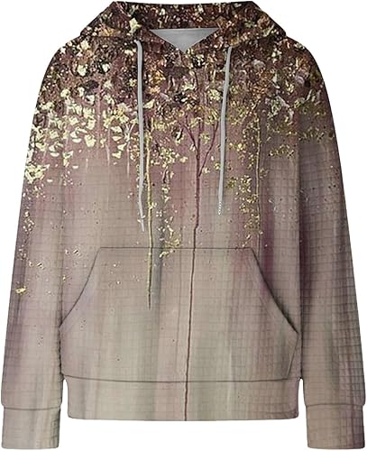 Miniatura 3 de Sudaderas con capucha para mujer, con cordón, de manga larga, estilo gofre, de gran tamaño, casual, con bolsillo