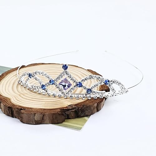 Miniatura 7 de Cinaci 8 piezas de princesa coloridos deslumbrantes diamantes de imitación de metal plateado tiara corona diadema diadema boda fiesta cumpleaños