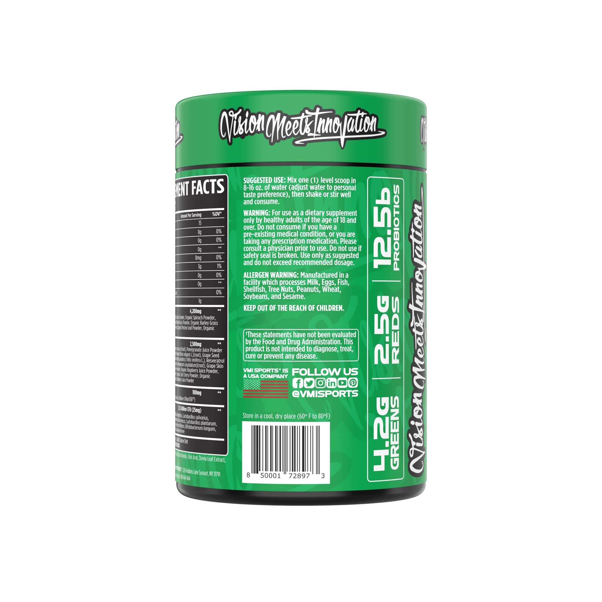 VMI Sports Greens + Reds Advanced Superfood Immunity and Gut Health | Enzymes & Probiotics | 30 Servings (Strawberry Kiwi) — Amazon image 4