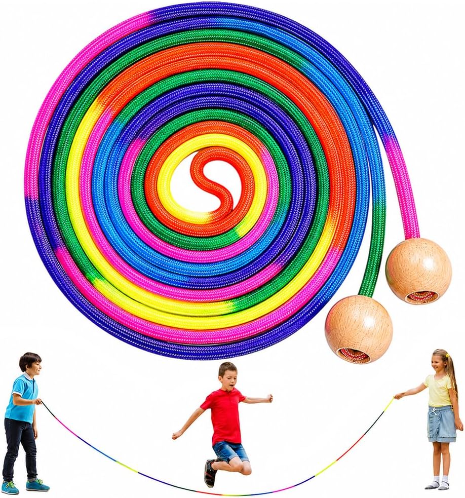 Springseil KinderSpringseil SportSpeed RopeJump Rope mit Holzgriff7 Farben RegenbogenOutdoor Aktivit tenFitness TrainingKinderErwachsene
