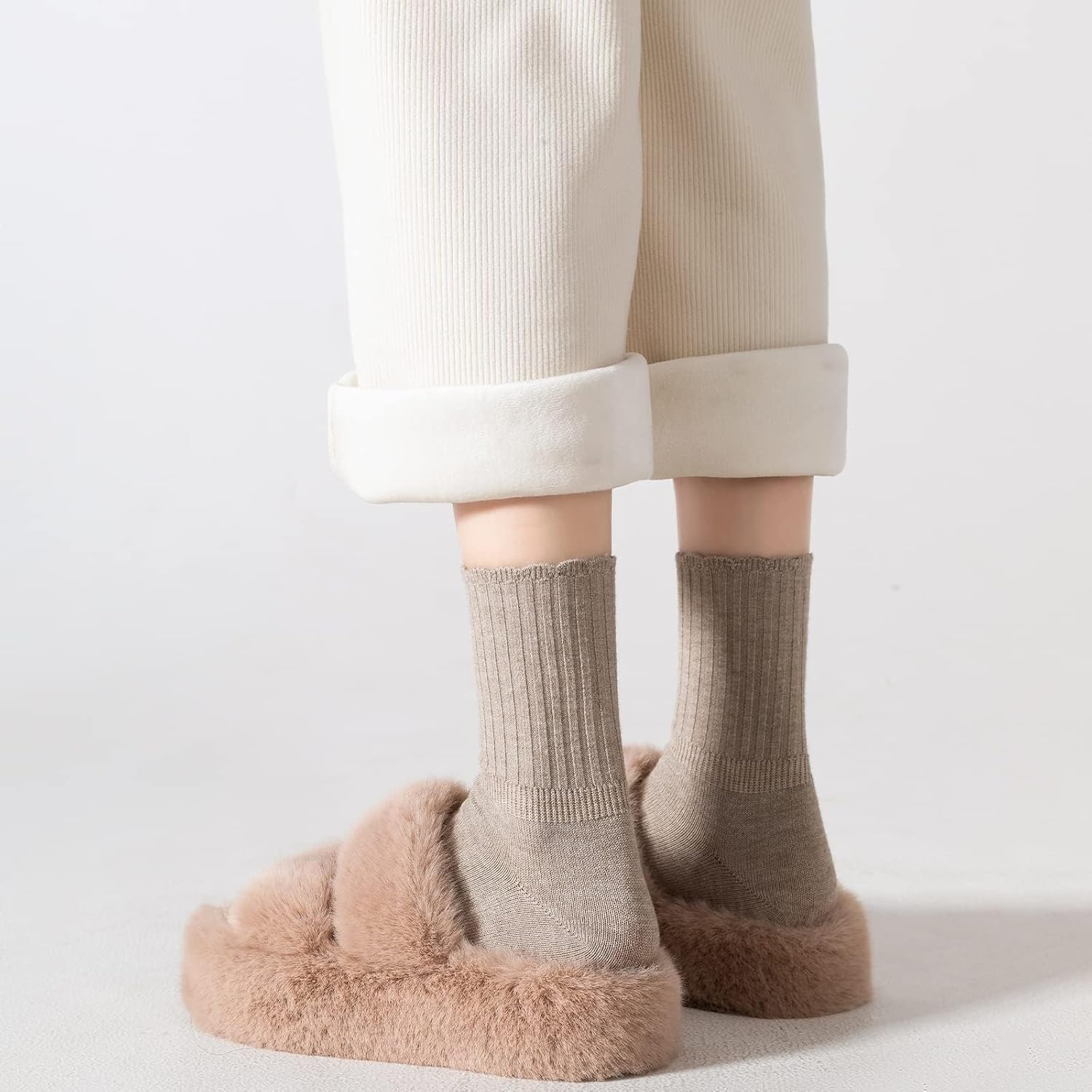 PADFOM Women Thin Cashmere Socks, Soft Socks Women Above Crew Socks 5 Pairs Size 5-9 - Image 8