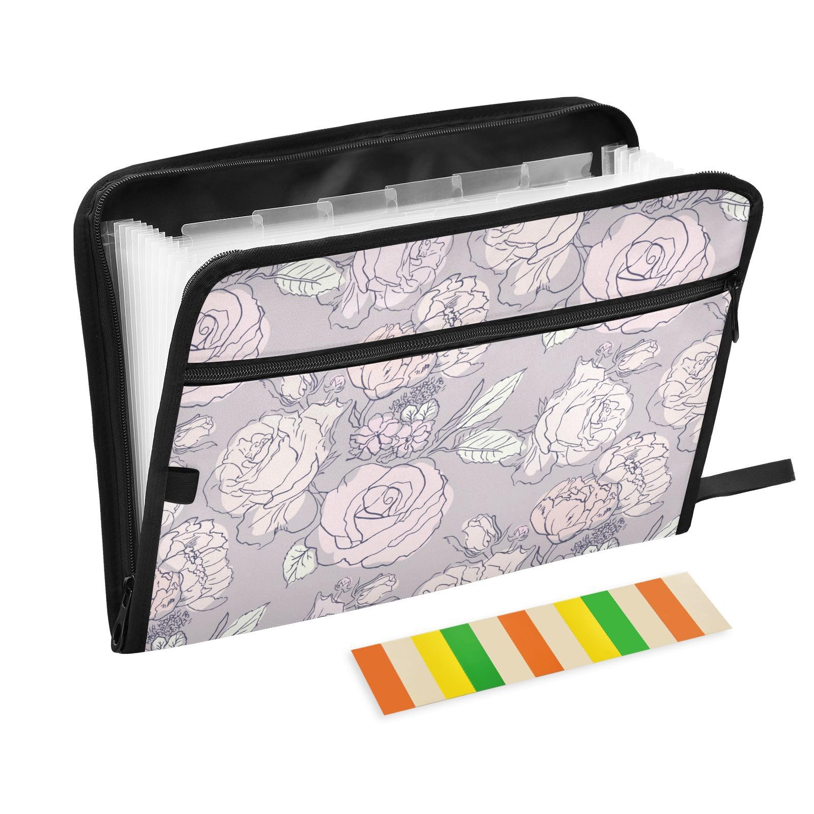 Soft Flowers Stylish Trendy Fresh File Folders 13 Pockets A4