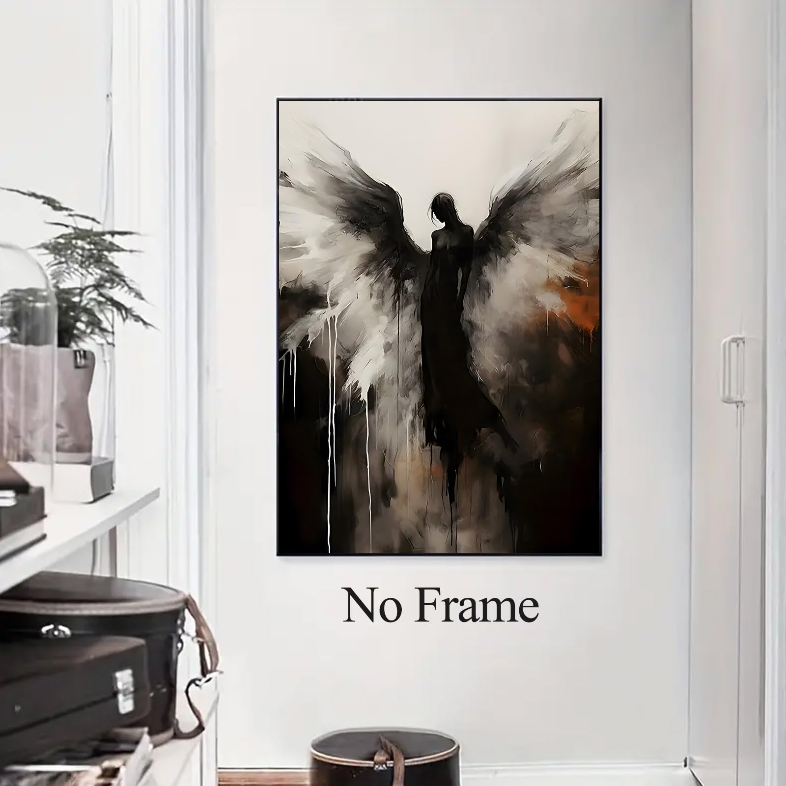 Amazon.co.jp: 天使の壁アート 白黒天使の翼 キャンバスウォールアート