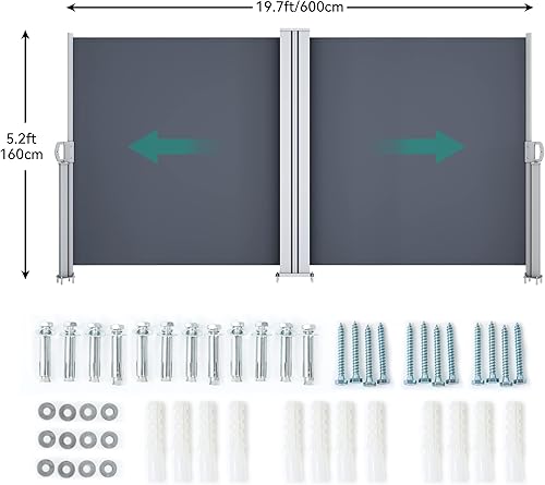 Miniatura 3 de YITAHOME Toldo retráctil de doble cara de 236 x 70 pulgadas, pantalla de privacidad, impermeable, resistente a los rayos UV, toldo de privacidad