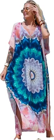 Women's Leopard Print Caftan Batwing Sleeve Loose Dress Boho V Neck House Kaftans Dress P 44297347