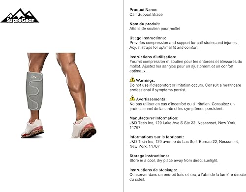 Miniatura 8 de supregear Soporte de pantorrilla, ajustable para la espinilla, manga de compresión para la pantorrilla, para aliviar la hinchazón muscular, alivio