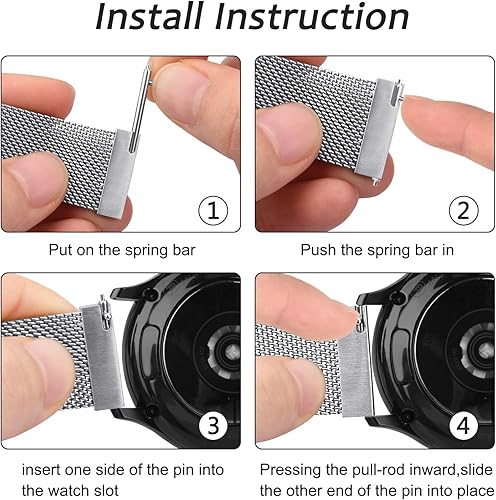 Miniatura 4 de Amzpas Correa de reloj de metal de liberación rápida de 0.787 in 0.866 in, correa de reloj de acero inoxidable, correa de repuesto magnética de
