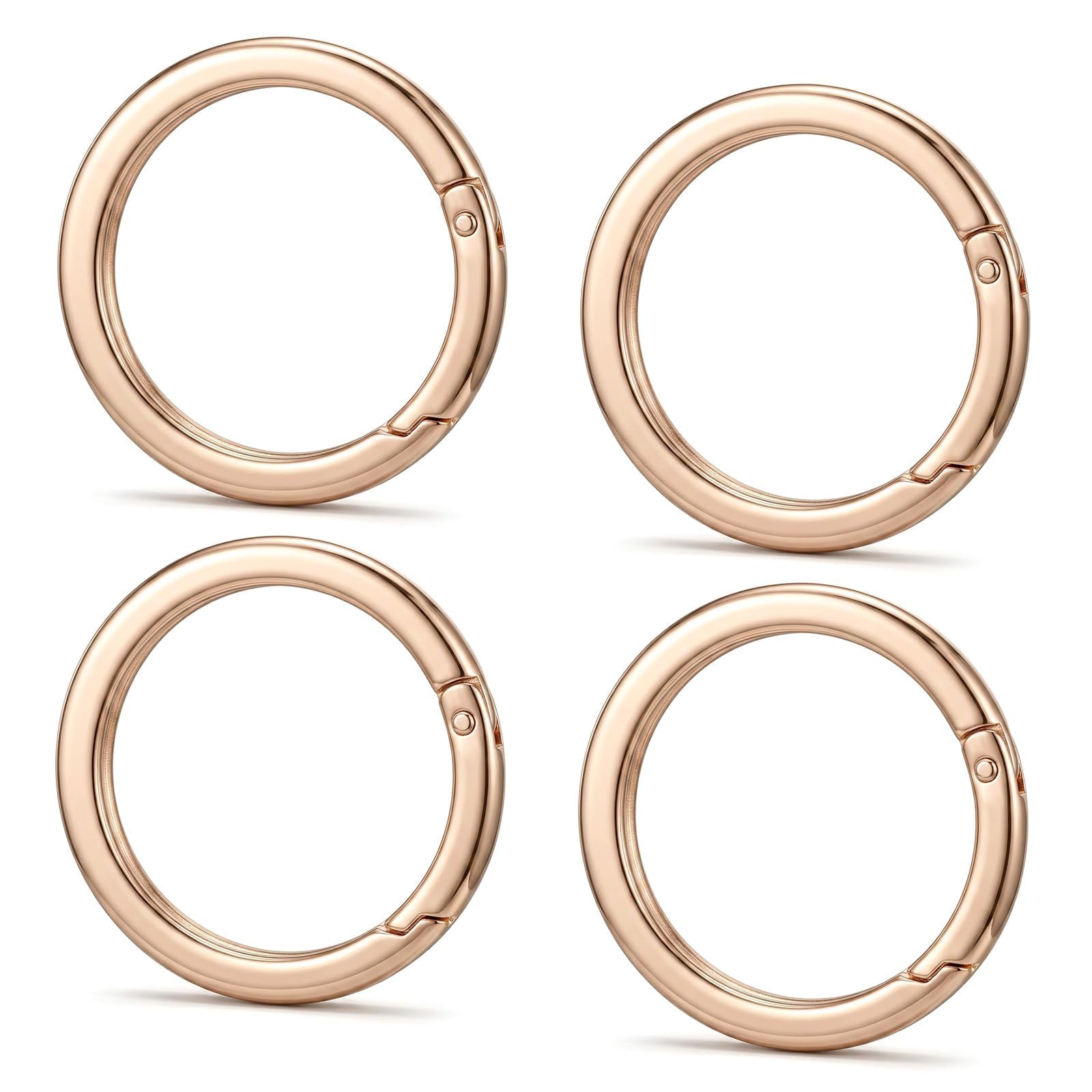 4 Pcs 2 Inch Metal O Ring Large Round Carabiner Clips Flat Metal Spring O Rings Keychain Rings Opening Snap Trigger Clip for Purse Strap, Handbag, Key Chain Hooks Accessoriess(Gold)