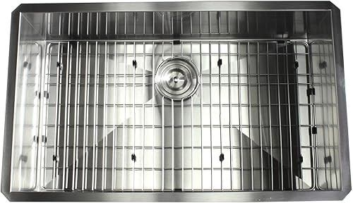 Miniatura 9 de Fregadero de cocina de acero inoxidable con diseño de radio cero de 23 pulgadas, calibre 16, montaje inferior, paquete premium, acero inoxidable (23
