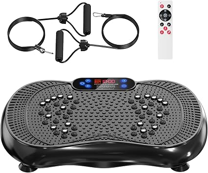 Vibration Plate Exercise Machine, Lymphatic Drainage Machine for Weight Loss, 100-Speed Platform with Remote & Bands, Quiet Full Body Vibrating Plate 500 Lbs Capacity Fitness Platform