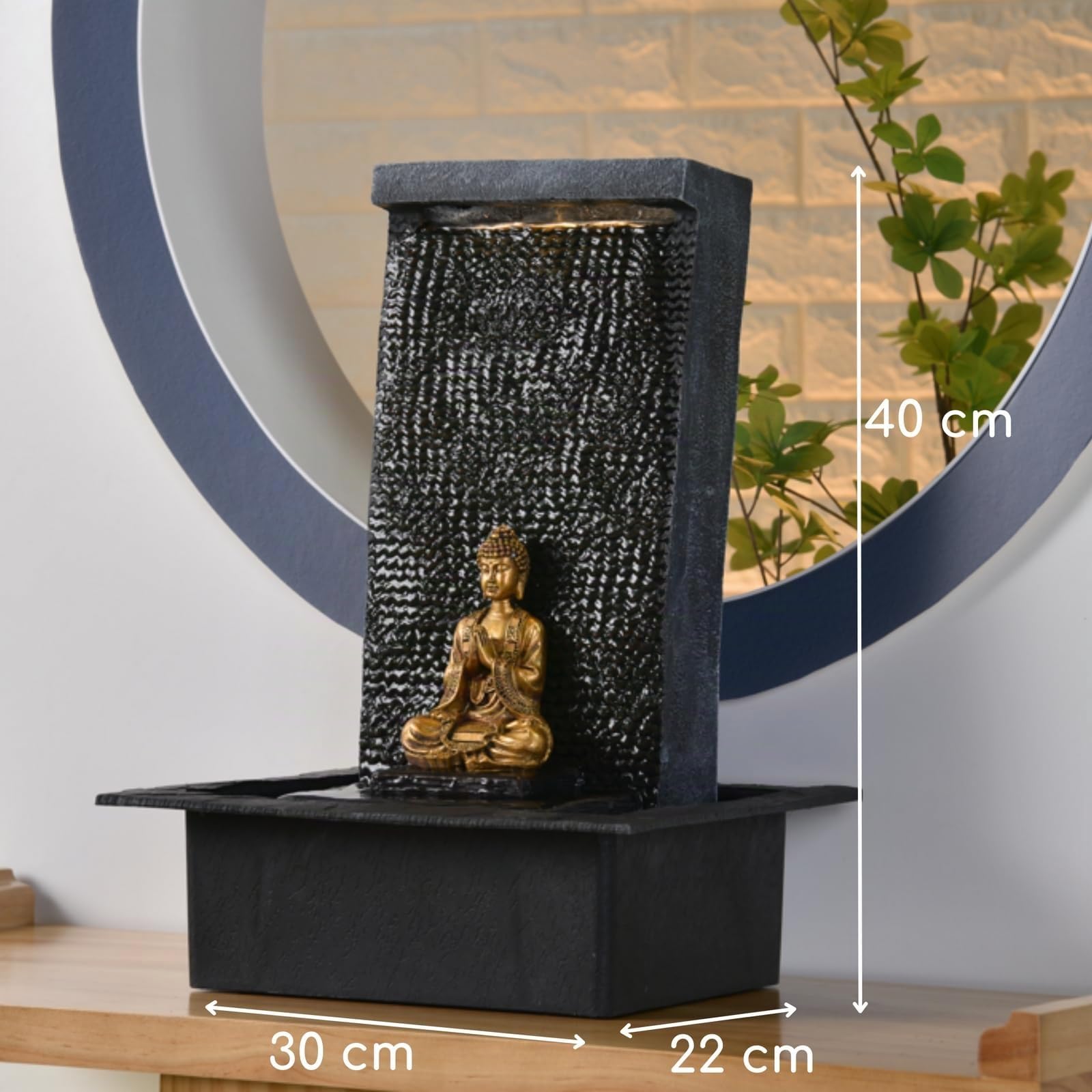 Zen'Light Zenitude Fuente de poliresina Negra 31 x 31 x 42 cm
