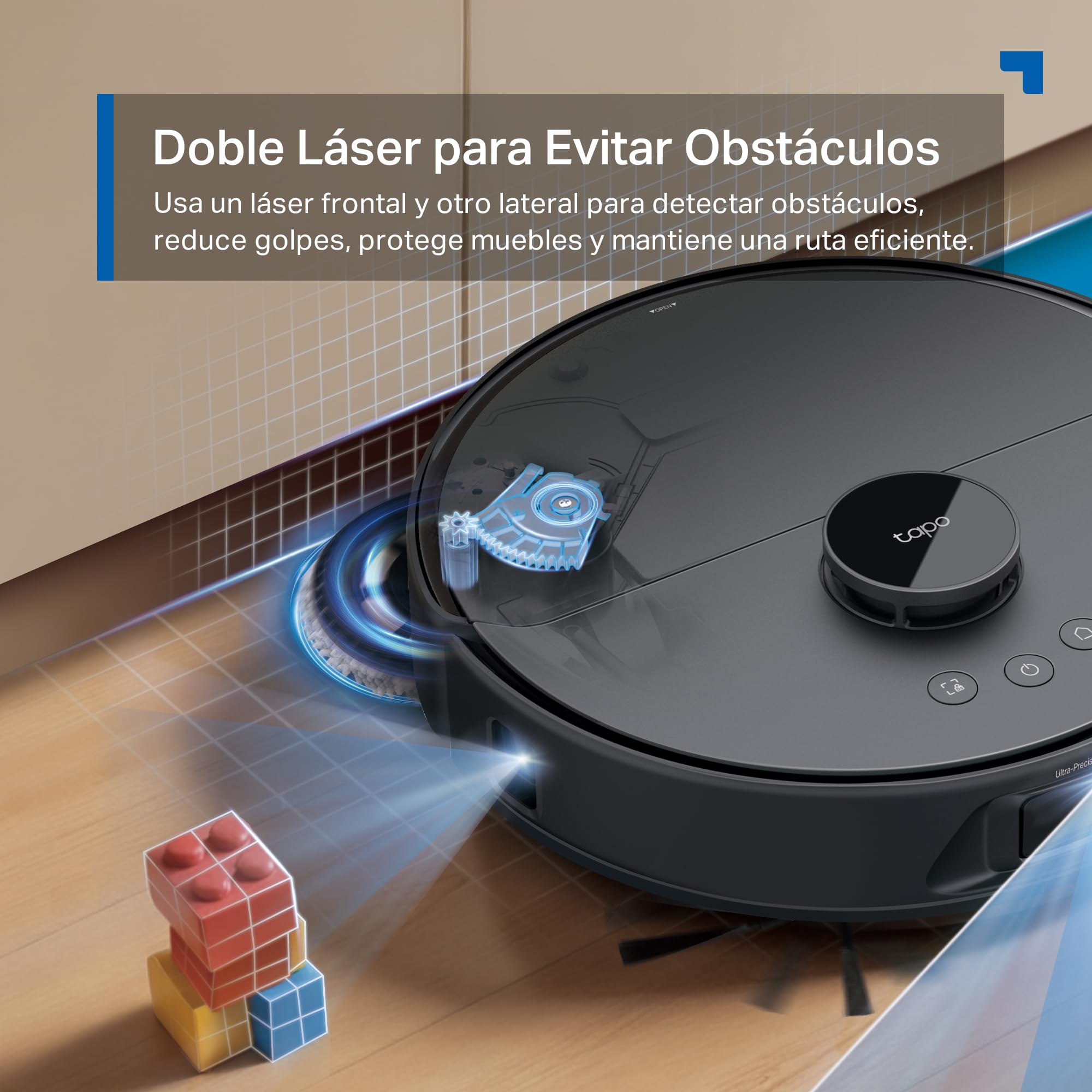 Tapo Robot Aspirador RV50 Pro Omni – 15.000 Pa, Navegación Láser Dual, Autovaciado, Cepillos Antienredo para Mascotas, Limpieza de Bordes, Estación Todo-en-Uno con Depósito de Agua 5L (Negro Oscuro)