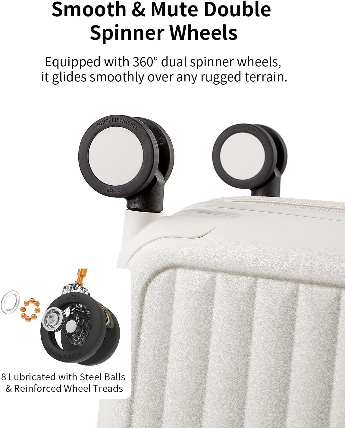 aji 70/30 Split Opening Carry On Luggage Airline Approved, 20 Inch Lightweight Trunk Luggage with 360° Spinner Wheel, Travel Carry On Suitcase with Dry Wet Separation Bag for Women Men,Coconut White - Image 8