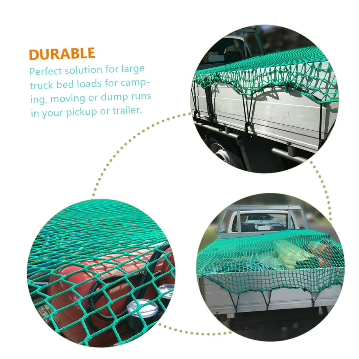 ULTECHNOVO Robustes Ladungsnetz aus Nylon mit Elastischen Bungee Seilen und 15 Haken Abriebfestes Ladeflächennetz für LKW Anhänger und Pickups Beim Camping und Transport