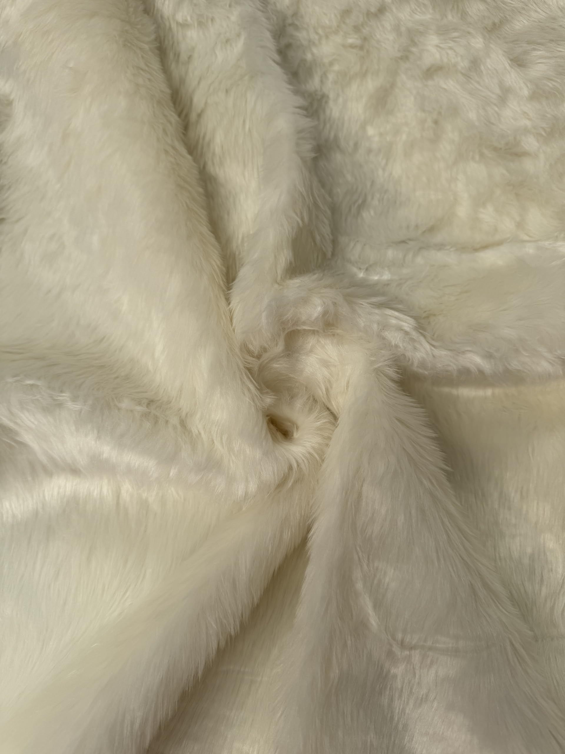 Plain Fun Faux Fur Fabric Material Ecru (Off White), 1Mtr - 150cmx100cm