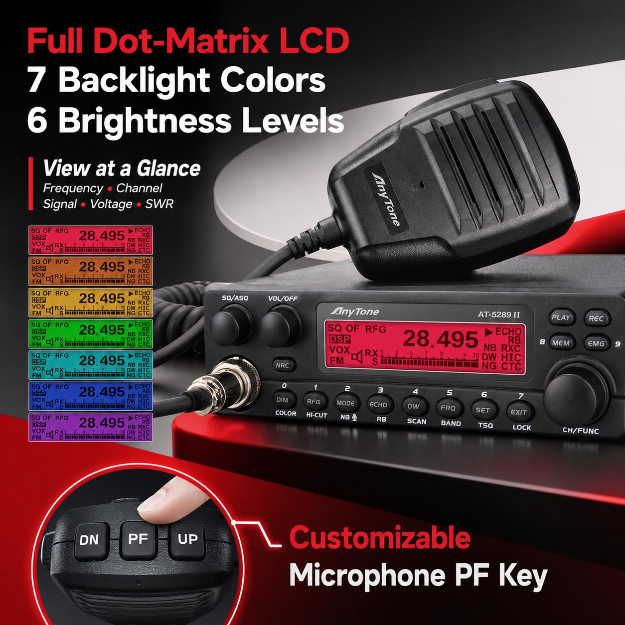 Amazon.com: AnyTone AT-5289 II 10 Meter Mobile Ham Radio, 60W AM