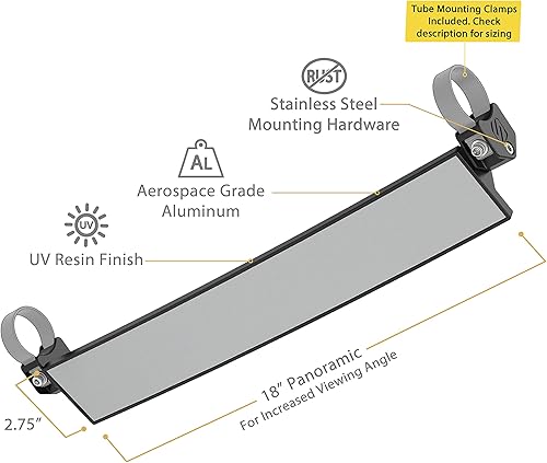 Miniatura 2 de SCOSCHE PSM21010-15 BaseClamp Base de espejo panorámico de 18 pulgadas con dos abrazaderas de tubo de 1.5 pulgadas para UTV de ATV y laterales x