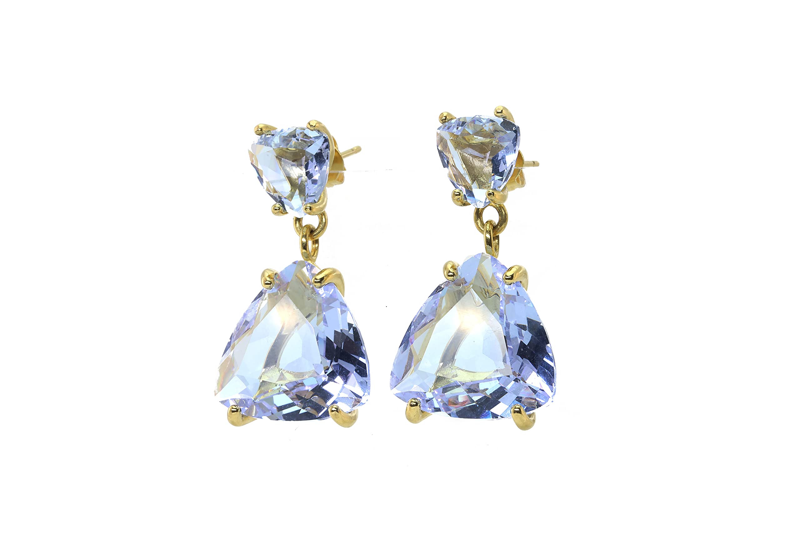 Boucles d'oreilles tanzanite or 14K anti-allergie légères faites main - 8