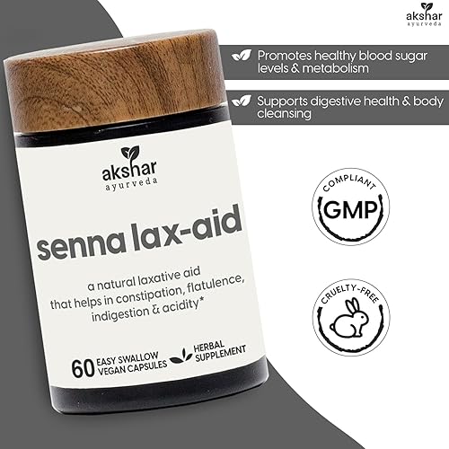Miniatura 2 de AKSHAR Ayurveda - Senna Lax Aid - Alivio del estreñimiento y laxante a base de hierbas - Suplemento natural de hinchazón, gas, indigestión y