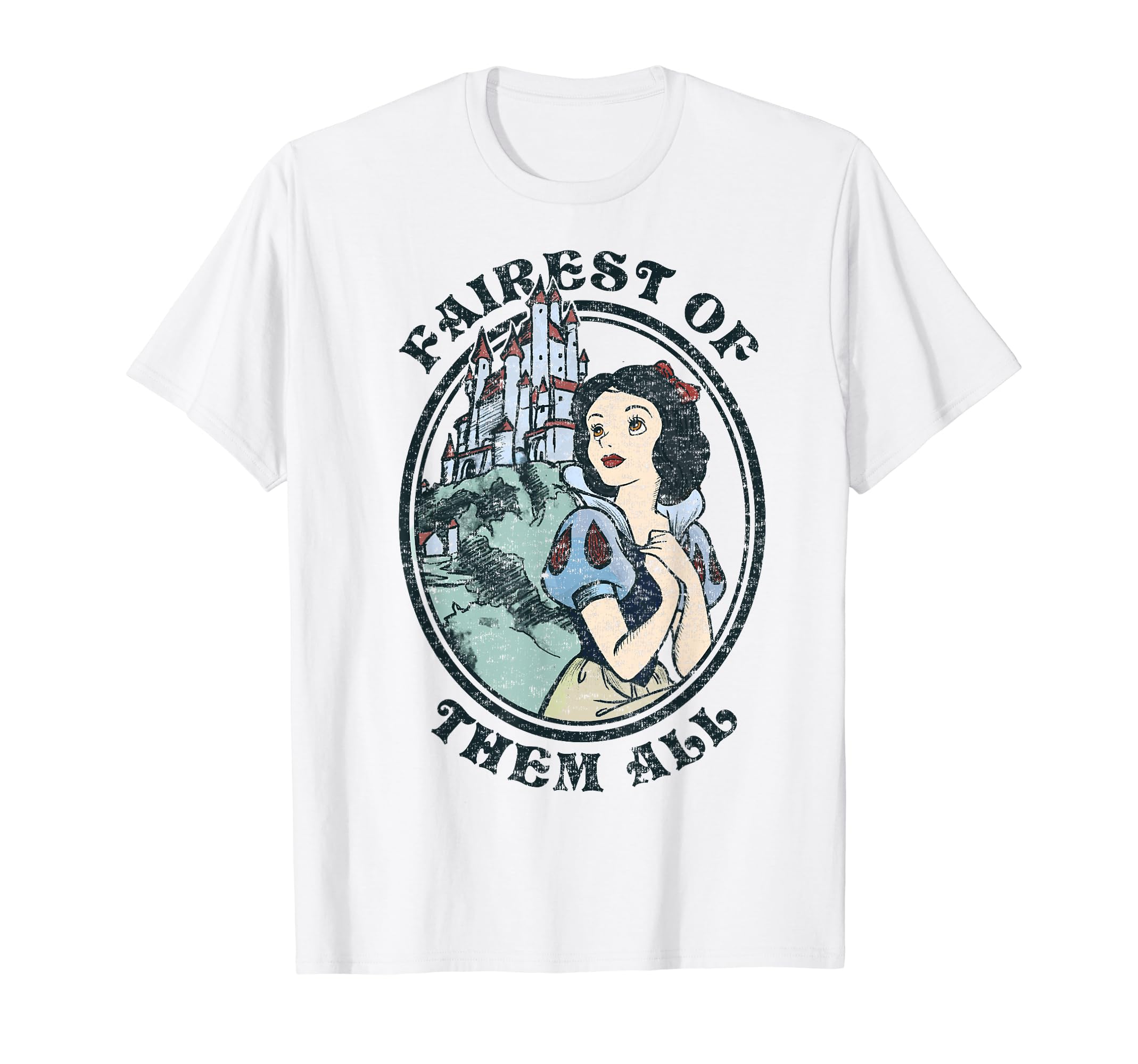 Disney Snow White Fairest Of Them All Vintage Portrait T-Shirt, Black