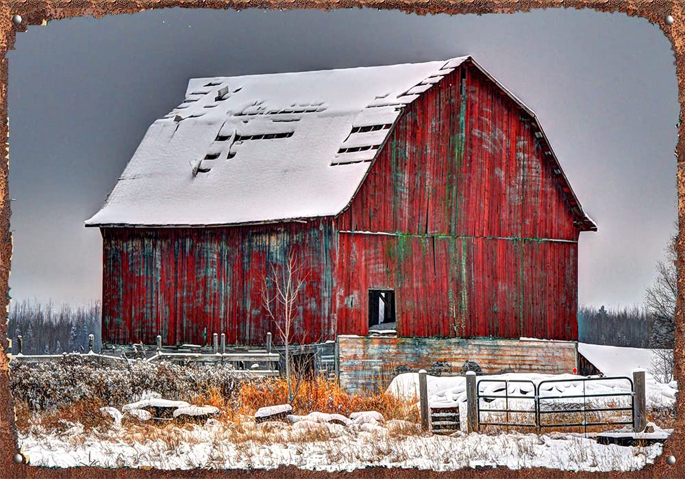 peiyeety Retro Metal Tin Sign Old Farm Home Barn Metal Tin Sign Wall Decor for Home Cafes Pubs Club Sign Gift Plaque Metal Tin 8x12 Inch