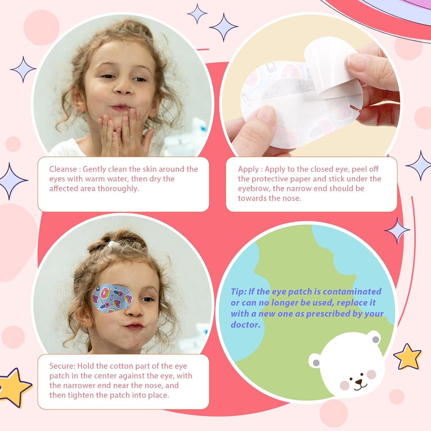 180PCS Adhesive Eye Patches for Kids Disposable Eye Bandage Patch Pad 30 Styles Colorful Breathable Adhesive Bandages for Kids and Adults Lazy Eyes and Amblyopia