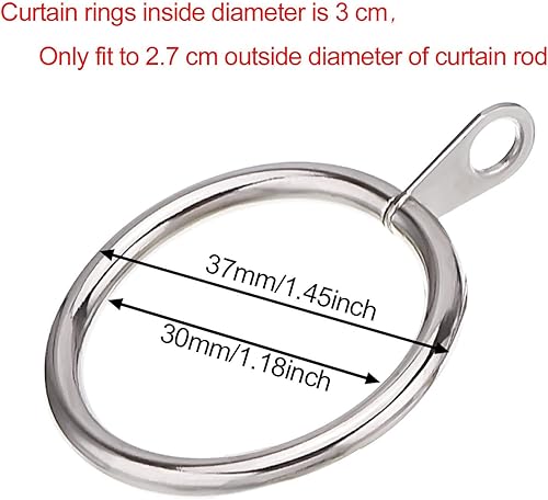 Miniatura 2 de Shappy Paquete de 40 anillos de metal para cortinero con ojales de diámetro interno de 1.18 pulgadas, se adapta a cortineros de hasta 0.79 pulgadas,