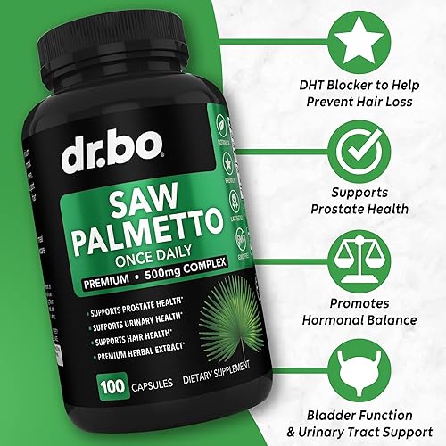 Miniatura 2 de Saw Palmetto para hombres para la salud de la próstata – Crecimiento del cabello más suplementos de control de la vejiga complejo y bloqueador de