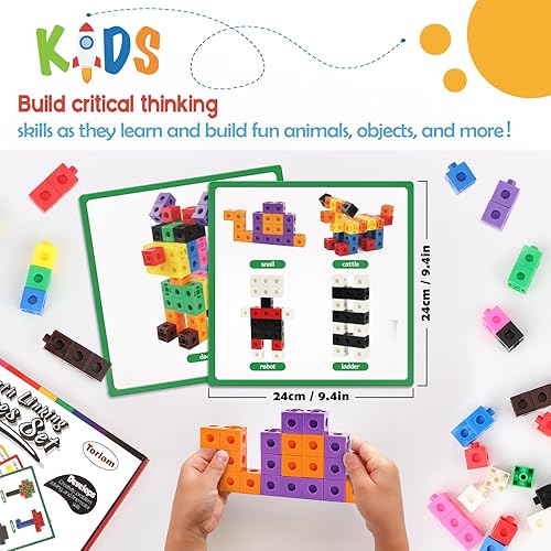 Miniatura 4 de Torlam Juego de actividades de manipulación de matemáticas, bloques de números, juguetes de conteo a presión, bloques de conexión a presión, bloques