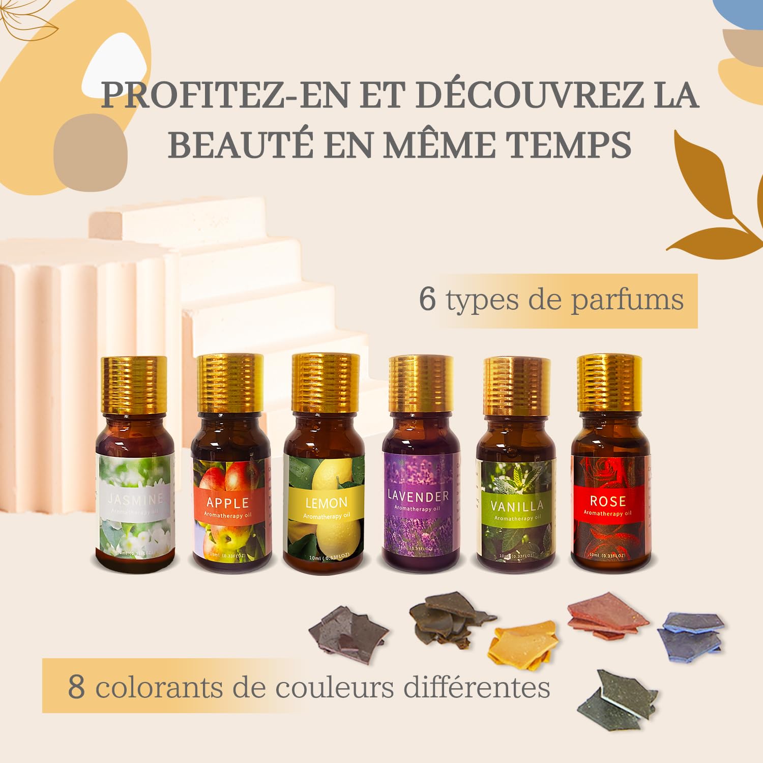 Kit de Fabrication Bougie Parfumée pour Adultes avec Fondoir Cire Bougie Electrique, Cire de Soja, 12 Pots, 8 Photophores, 6 Parfums et Coffrets Cadeaux
